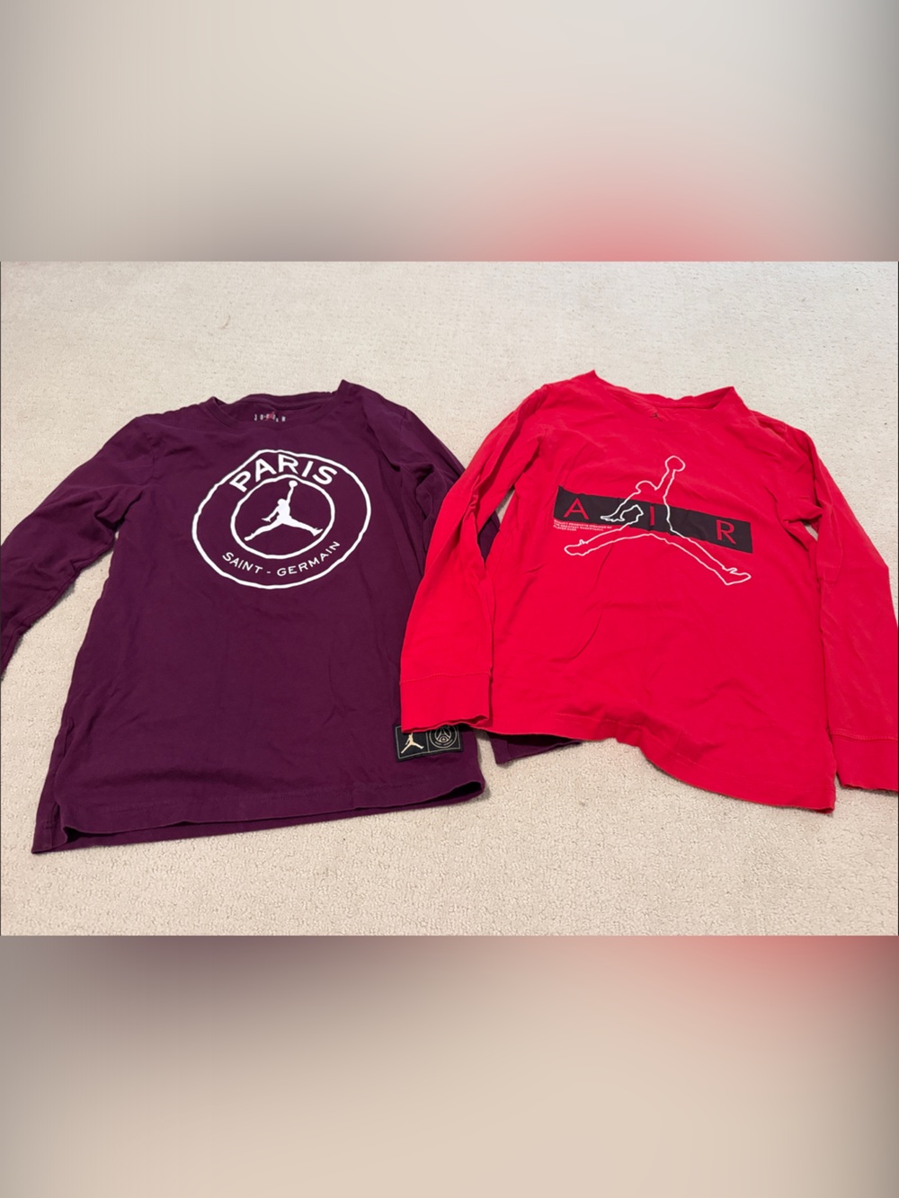 Lot of 2 Jordan Kids Long Sleeve Tees in Youth Large